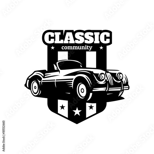 Classic car illustration, Classic Car Logo Badge