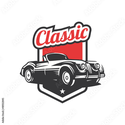 Classic car illustration, Classic Car Logo Badge