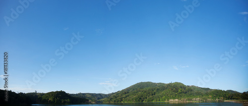 panorama lake scenery beautiful view with blue sky and clouds in phuket thailand.
