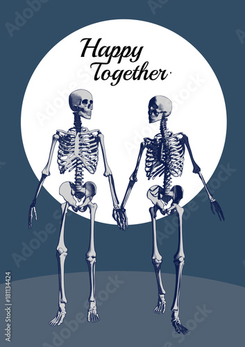 A couple of drawing skeleton illustration