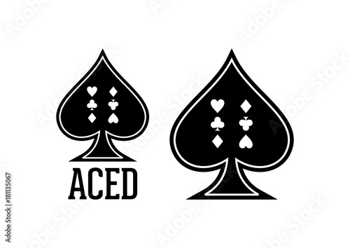 Simple Black Spade Ace Poker Casino Illustration Aced Logo SIlhouette