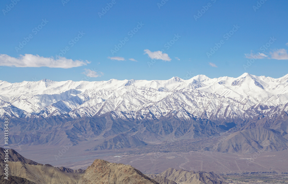 Winter landscape in Leh ladahk.View of the Himalayan .