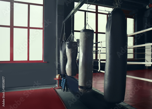 Photography Punching bags for training in gym