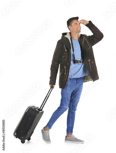 Attractive male tourist on ...