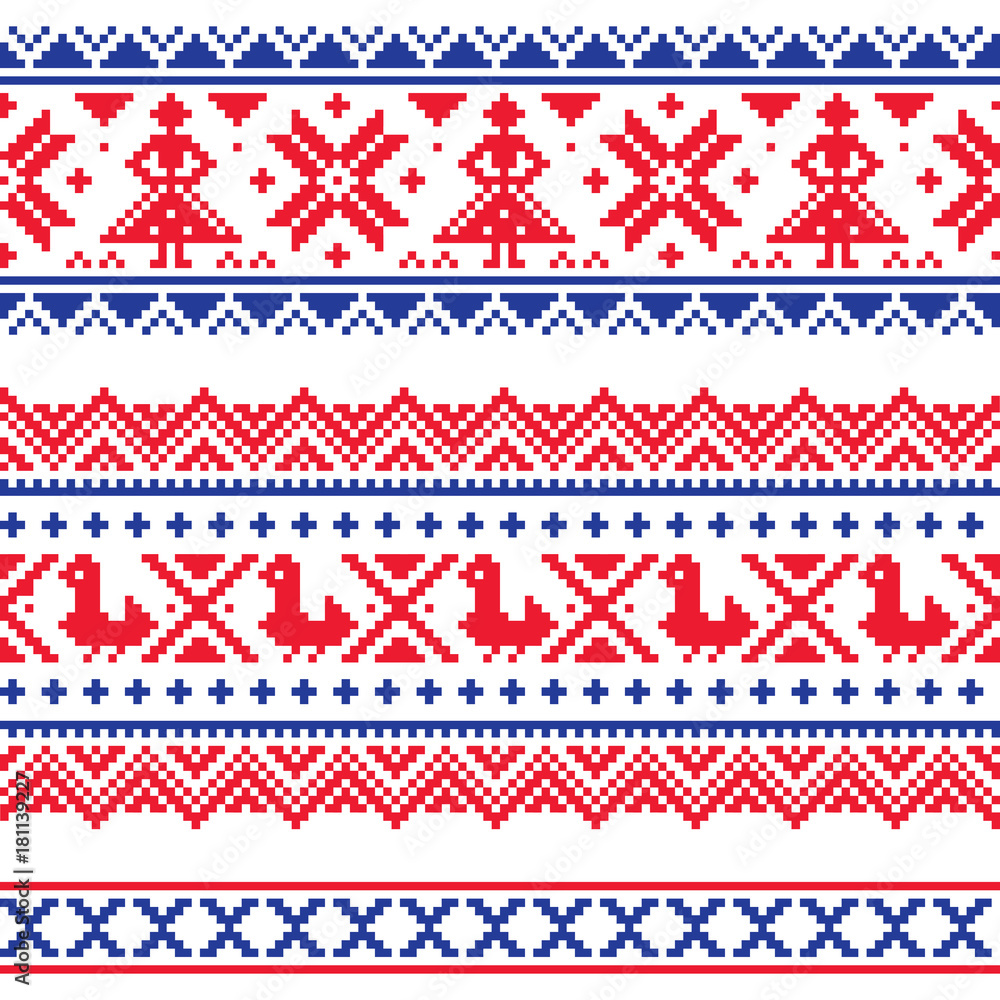 Sami band or belrd vector design, Lapland cross-stitch vector pattern, folk art Scandinavian, Nordic style Sami band or belrd vector design, Lapland cross-stitch vector pattern, folk art Scandinavian, Nordic style