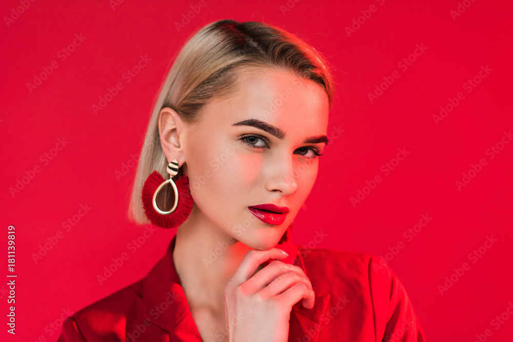 attractive fashionable girl in earrings attractive fashionable girl in earrings