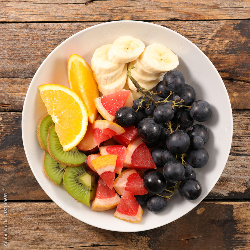 plate with mixed fruits plate with mixed fruits