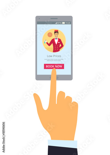 Smartphone and Hand Isolated Illustration
