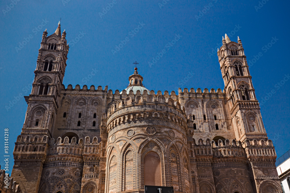 Part apse of the Arab Norman Cathedral of Palermo in Sicily, Italy.
