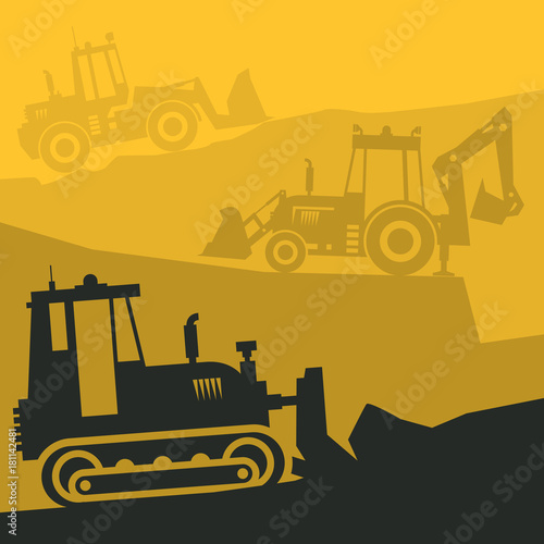 Tractors on work at construction site