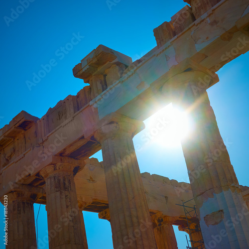 Sunlight through ancient columns