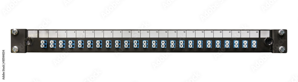 Fibre Optic Network Patch Panel With LC Connectors - obrazy, fototapety, plakaty 