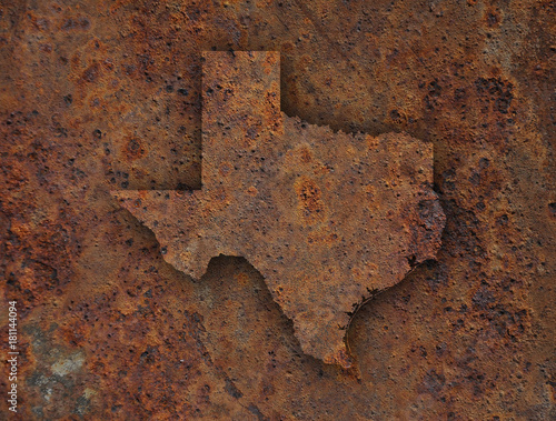 Karte von Texas auf rostigem Metall