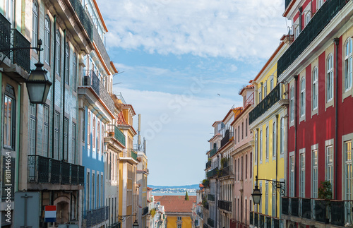 Beautiful colorful old street in Lisbon. © M-Production