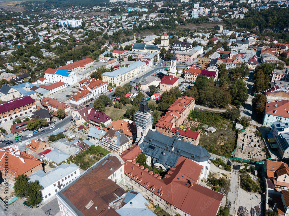 Aerial view of Kamianets-Podilskyi city in Ukraine