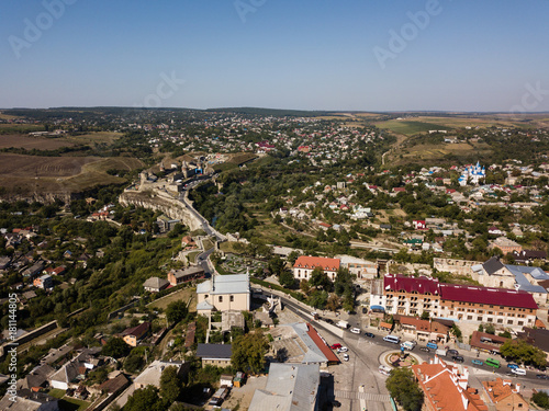 Aerial view of Kamianets-Podilskyi city in Ukraine