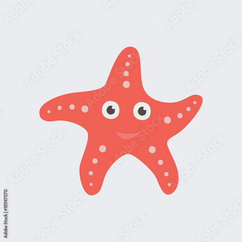 Fototapeta Funny cartoon starfish on white background