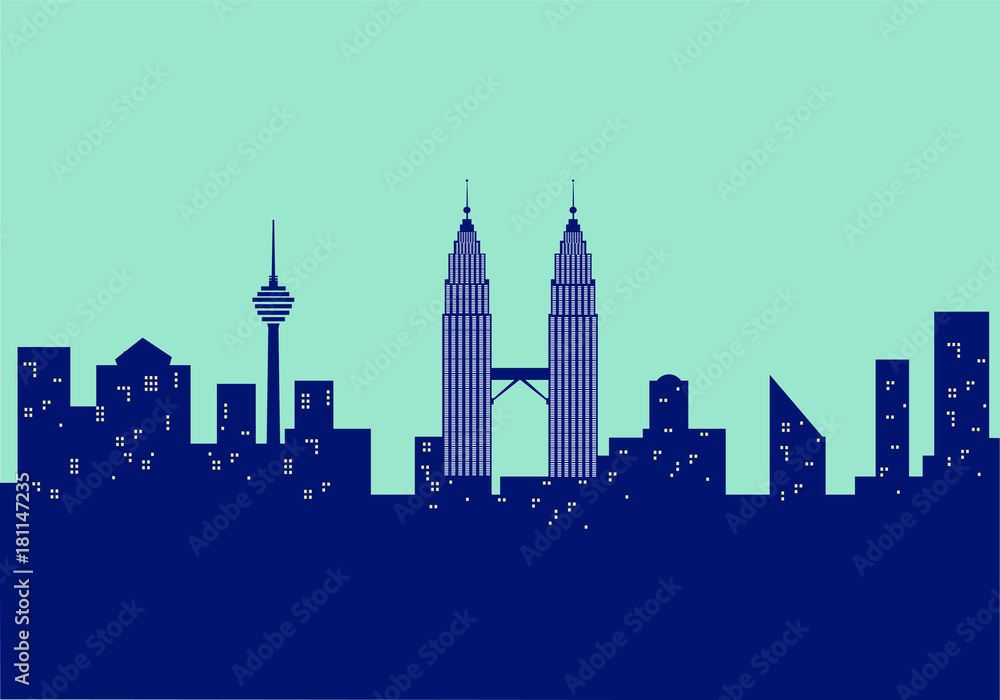 Kuala Lumpur, Malaysia cityscape view vector
