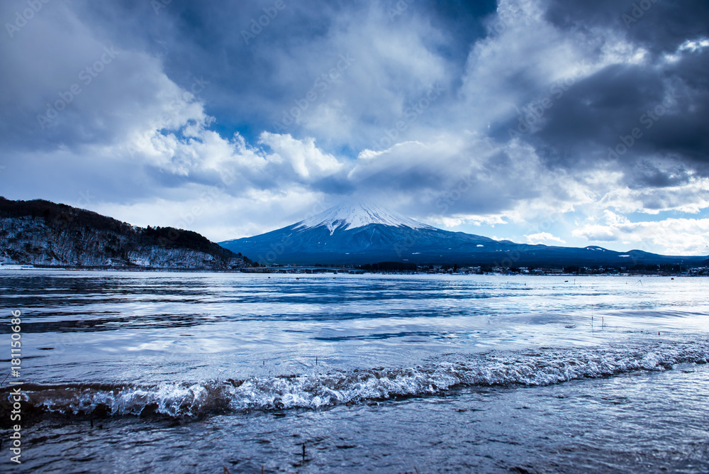 Mountain Fuji view during winter at Lake Kawaguchiko in Japan. Mountain Fuji view during winter at Lake Kawaguchiko in Japan.