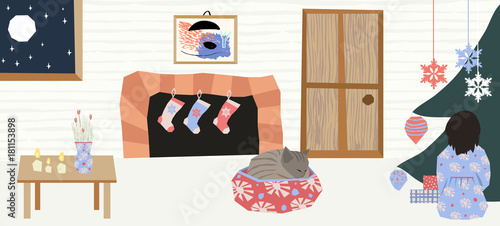 cozy interior christmas scene