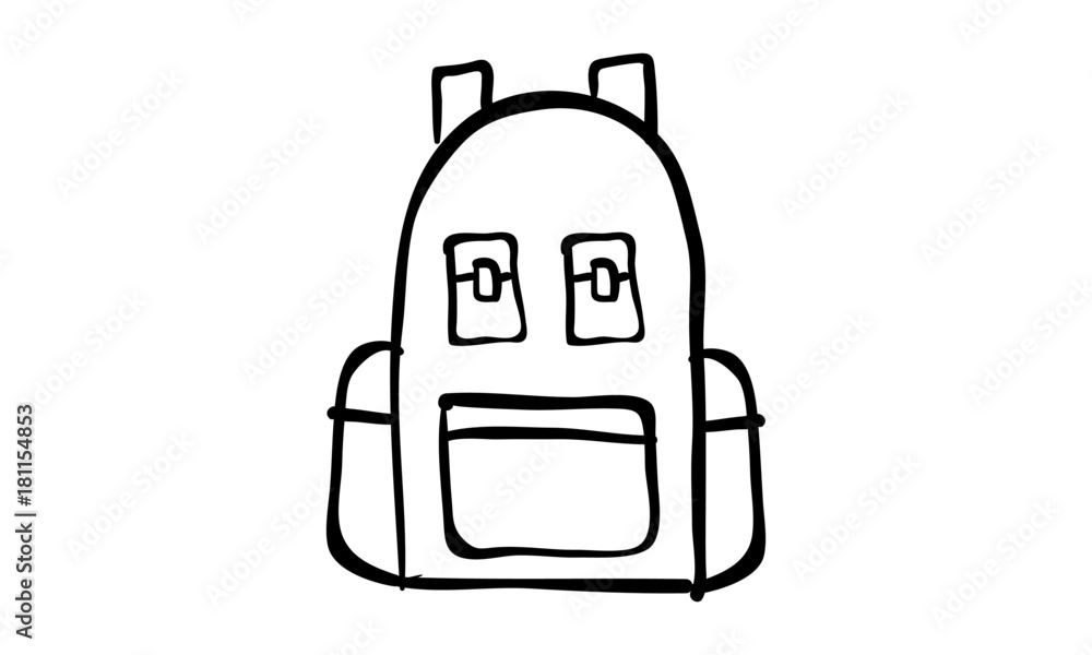Hand drawn backpack icon Isolated on White. Vector illustration. Hand drawn backpack icon Isolated on White. Vector illustration.