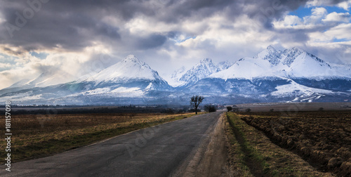 Road to winter High Tatras mountains covered with snow  Slovakia