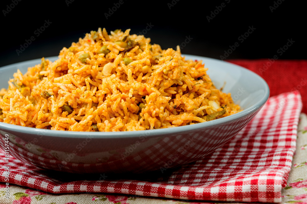 Tasty Indian food basmati rice on a plate