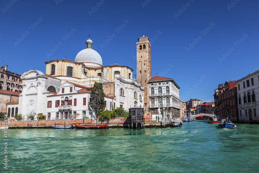 View of the Grand Canal on a sunny day, Venice