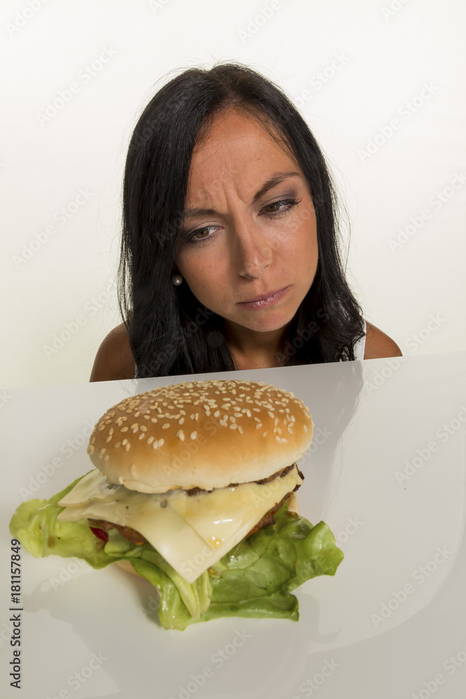 woman with hamburger