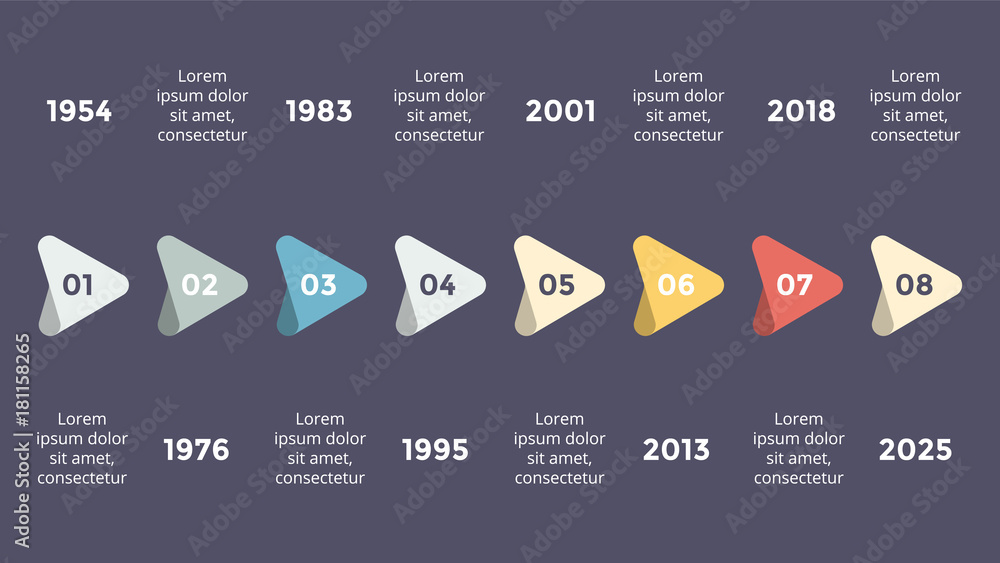Vector metaball triangles timeline infographic, diagram chart, graph ...