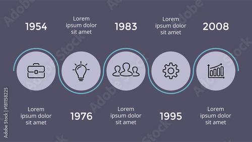 Vector metaball triangles timeline infographic, diagram chart, graph presentation. Business progress concept with 5 options, parts, steps, processes. Dark slide 16x9.