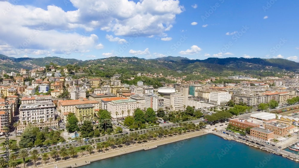 Aerial view of La Spezia port area
