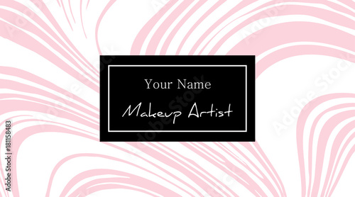Makeup artist Business card with pink marble texture. Abstract modern background. Vector template for card, invitation, business, vip, flyer, logo, brochure