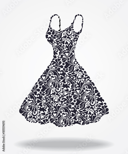 Elegant vector silhouette of isolated beautiful back dress