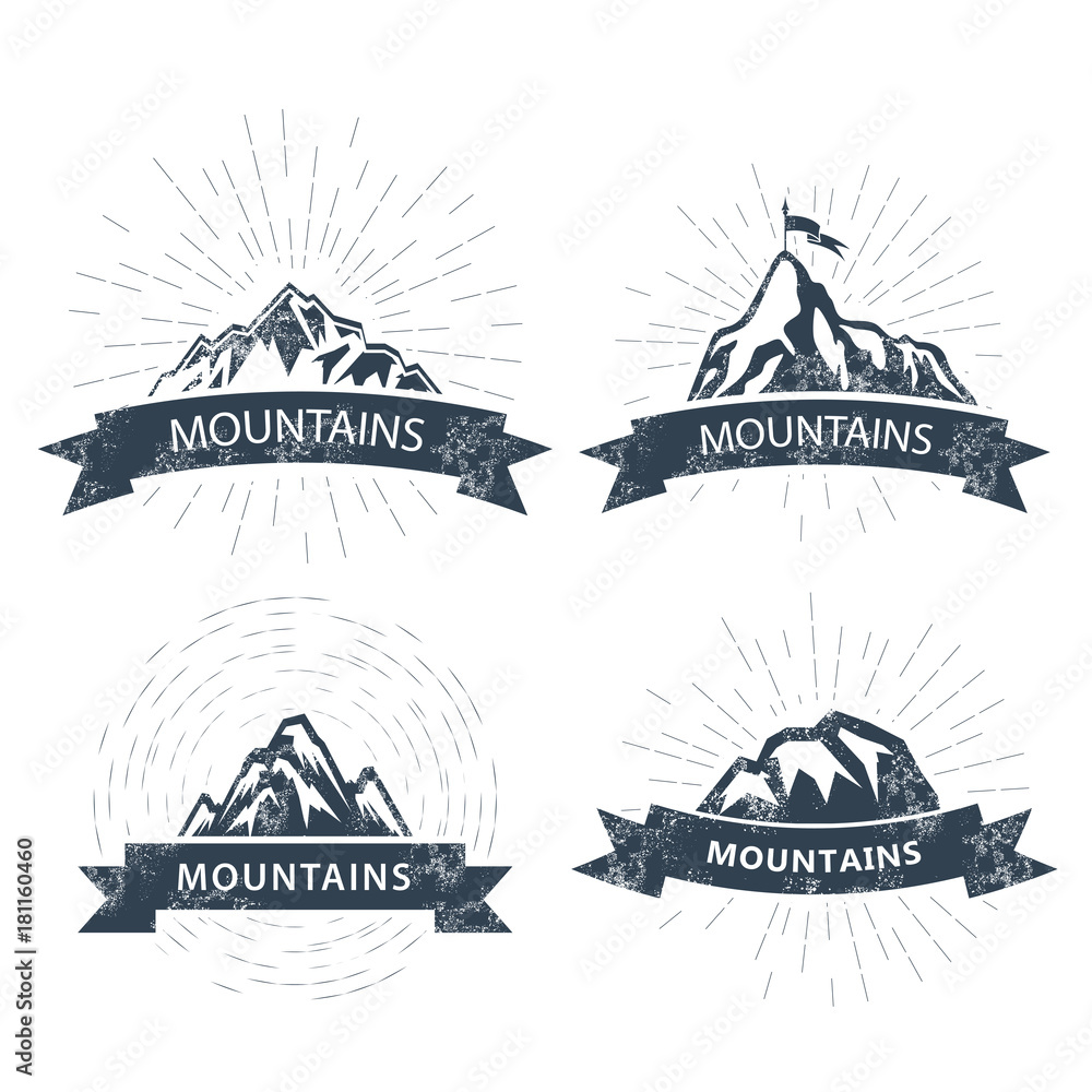 Mountain peaks labels and emblems - ski resort icon