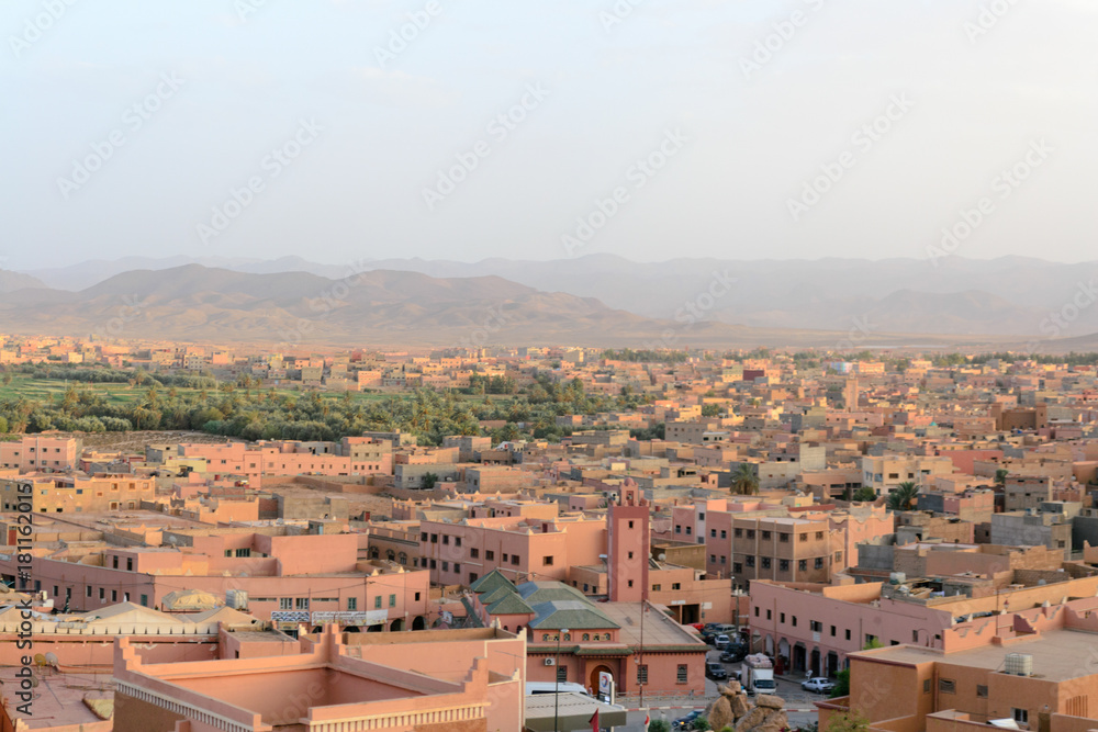 City of Tineghir in morning sun, Morocco