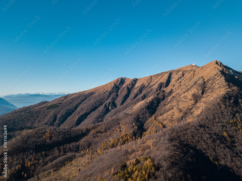 Blue, green, yellow and mountains