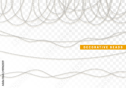 String beads realistic isolated. Decorative design element bead.