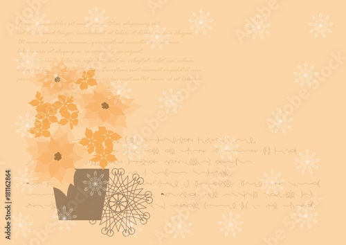 Vintage background with snow and poinsettia