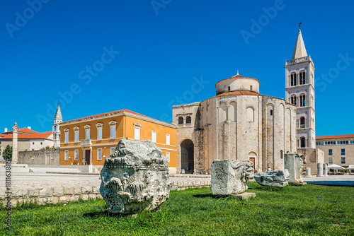 St. Donatus church at daylight in the old town, Zadar, Croatia photo