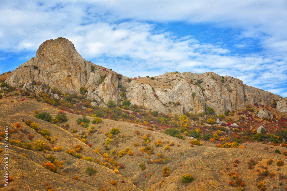 beautiful autumn view of  mountains of Karadag, Crimea