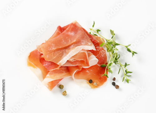 air dried ham with thyme and pepper