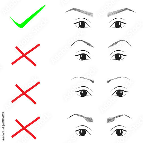 Right and wrong brow   shapes.