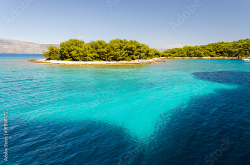 amazing coastline with blue lagoon on Hvar island  Dalmatia  Croatia