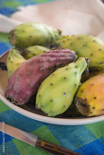 prickly pears on ceramic plate