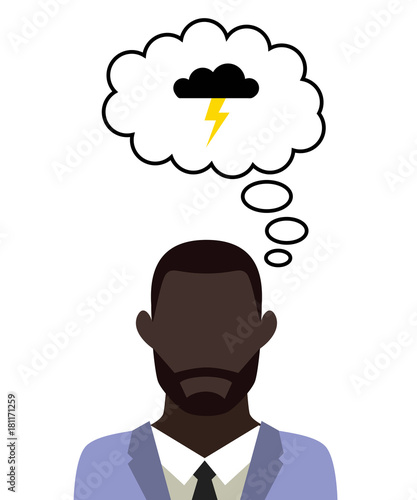 Mann überlegt - Gewitterwolke