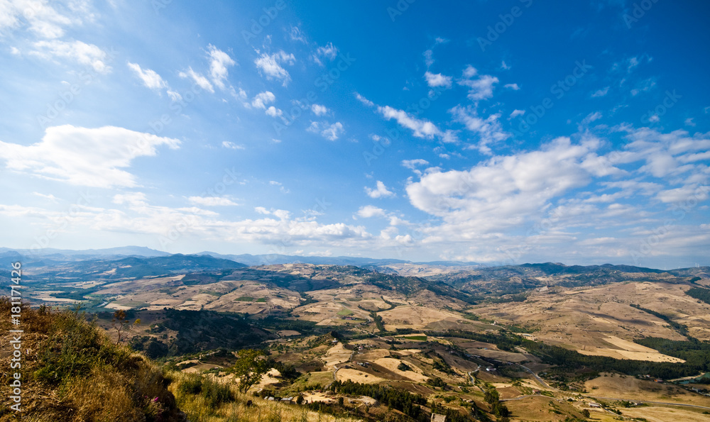 Fototapeta premium view from Sicily Enna Agira northward