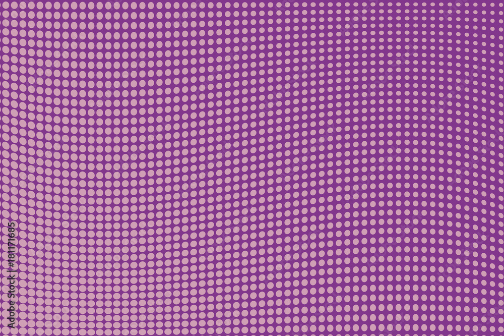 Abstract monochrome halftone pattern. Comic background. Dotted backdrop with circles, dots, point. Purple, pink color