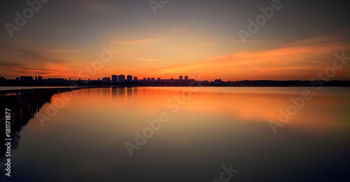 sunset,water,lake,sky,sun,landscape,sunrise.dusk,reflection,river,night,evening,clouds,beach,sea,orange,silhouette,city © Todor