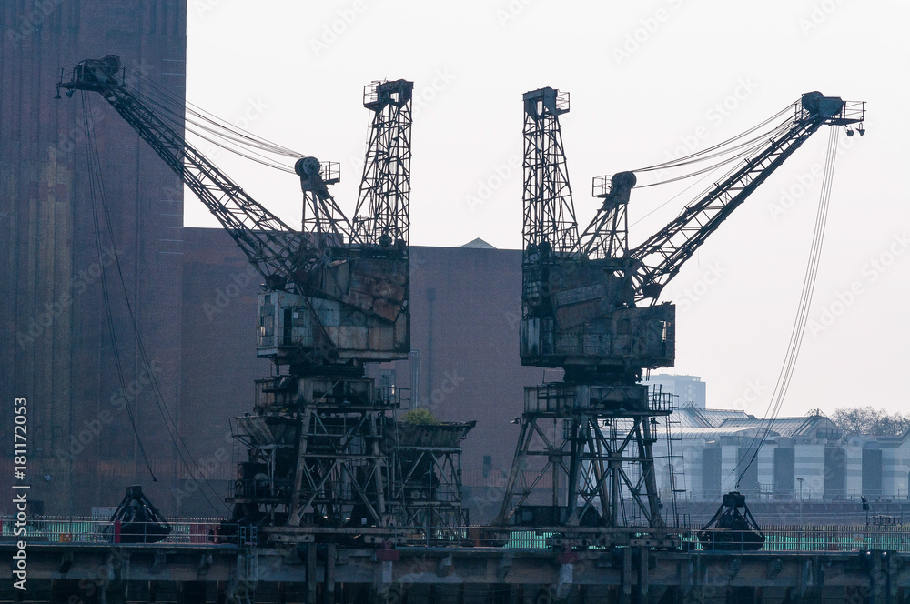 Cranes at Battersea power station, London